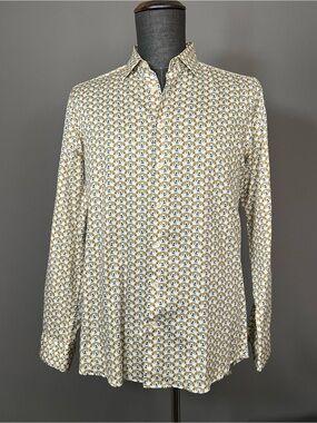 ETRO men’s 41 fitted slim cream luxury dress shirt